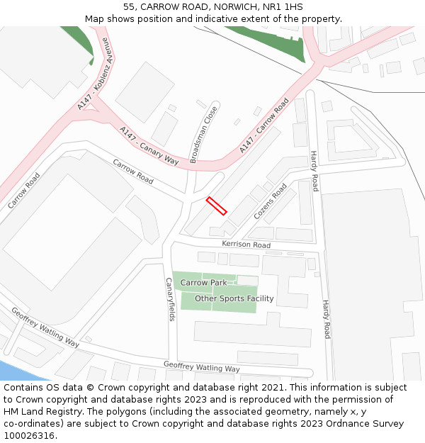 55, CARROW ROAD, NORWICH, NR1 1HS: Location map and indicative extent of plot