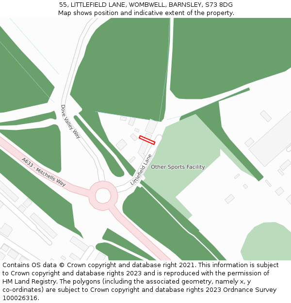 55, LITTLEFIELD LANE, WOMBWELL, BARNSLEY, S73 8DG: Location map and indicative extent of plot