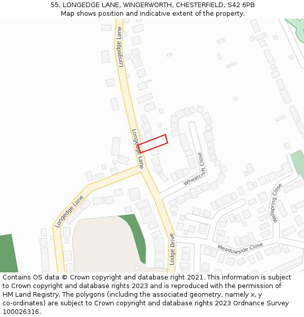 55, LONGEDGE LANE, WINGERWORTH, CHESTERFIELD, S42 6PB: Location map and indicative extent of plot