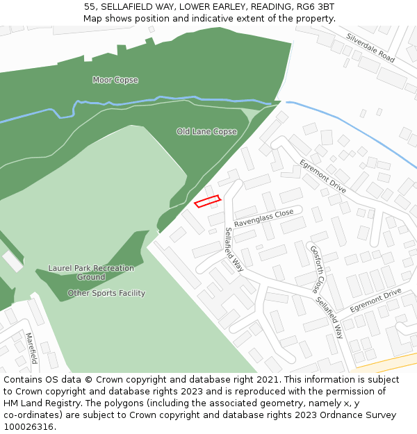 55, SELLAFIELD WAY, LOWER EARLEY, READING, RG6 3BT: Location map and indicative extent of plot
