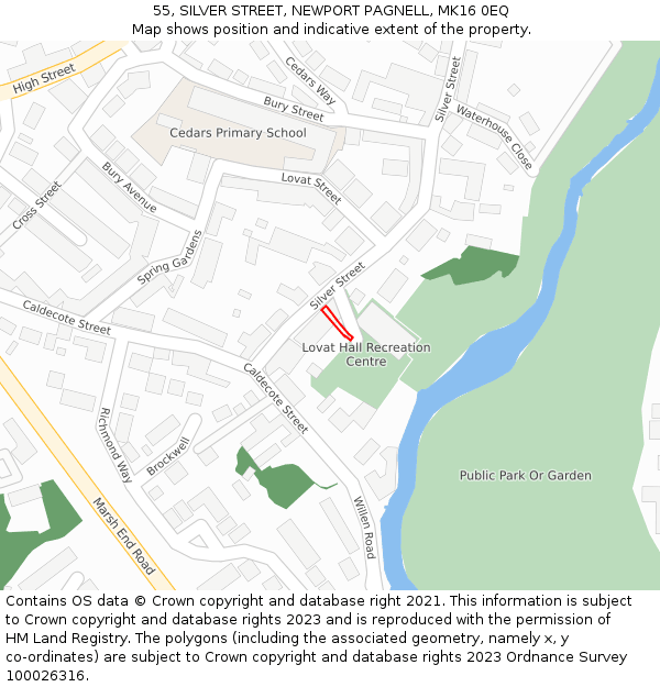 55, SILVER STREET, NEWPORT PAGNELL, MK16 0EQ: Location map and indicative extent of plot
