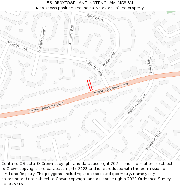 56, BROXTOWE LANE, NOTTINGHAM, NG8 5NJ: Location map and indicative extent of plot