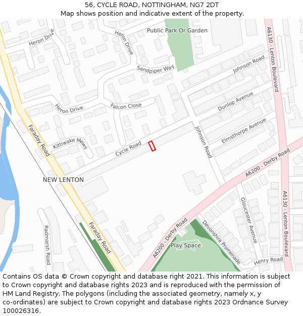 56, CYCLE ROAD, NOTTINGHAM, NG7 2DT: Location map and indicative extent of plot