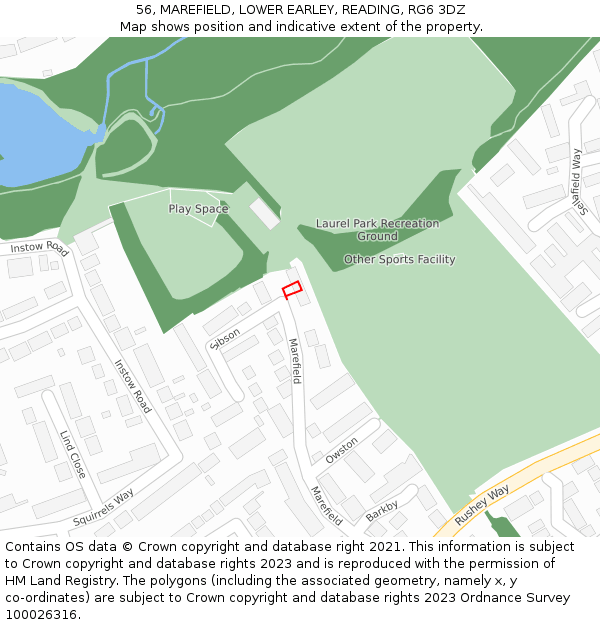 56, MAREFIELD, LOWER EARLEY, READING, RG6 3DZ: Location map and indicative extent of plot