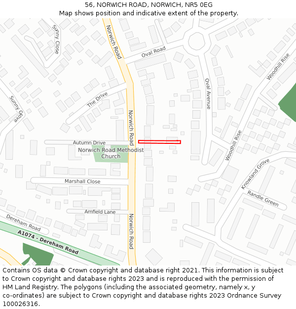 56, NORWICH ROAD, NORWICH, NR5 0EG: Location map and indicative extent of plot