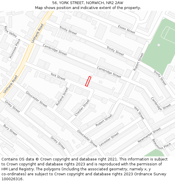 56, YORK STREET, NORWICH, NR2 2AW: Location map and indicative extent of plot