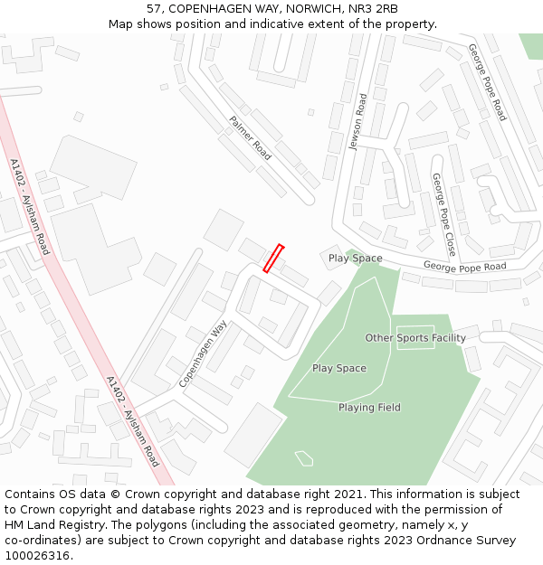 57, COPENHAGEN WAY, NORWICH, NR3 2RB: Location map and indicative extent of plot