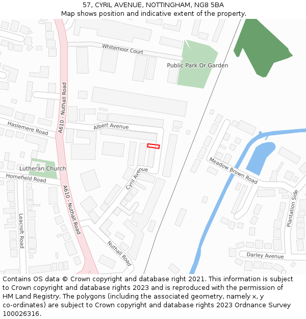 57, CYRIL AVENUE, NOTTINGHAM, NG8 5BA: Location map and indicative extent of plot