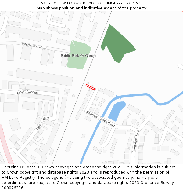 57, MEADOW BROWN ROAD, NOTTINGHAM, NG7 5PH: Location map and indicative extent of plot