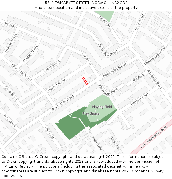 57, NEWMARKET STREET, NORWICH, NR2 2DP: Location map and indicative extent of plot
