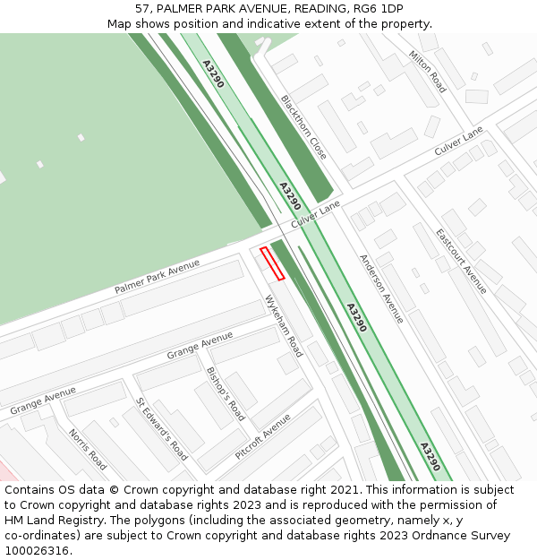 57, PALMER PARK AVENUE, READING, RG6 1DP: Location map and indicative extent of plot