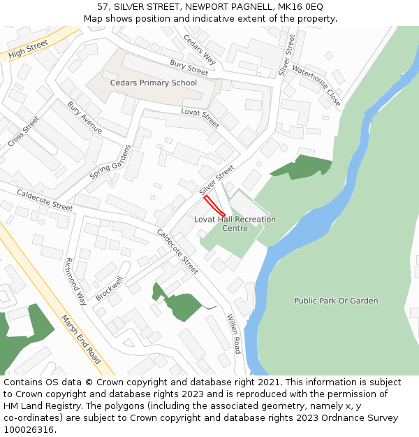 57, SILVER STREET, NEWPORT PAGNELL, MK16 0EQ: Location map and indicative extent of plot