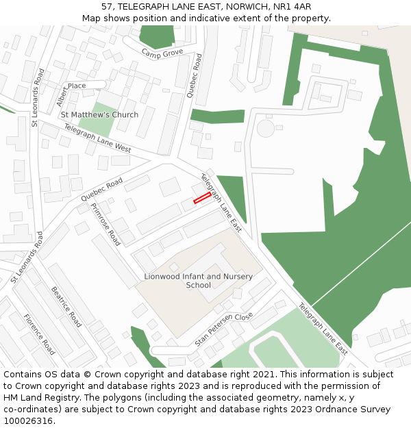 57, TELEGRAPH LANE EAST, NORWICH, NR1 4AR: Location map and indicative extent of plot