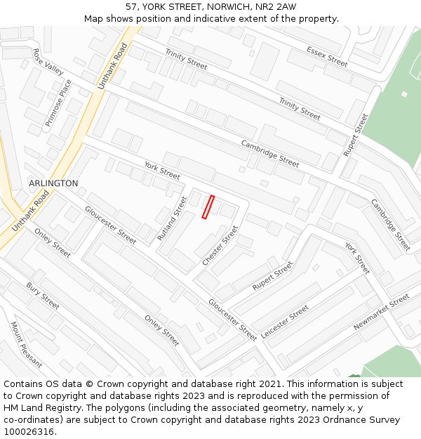 57, YORK STREET, NORWICH, NR2 2AW: Location map and indicative extent of plot