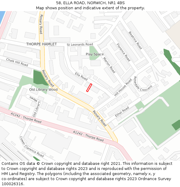 58, ELLA ROAD, NORWICH, NR1 4BS: Location map and indicative extent of plot