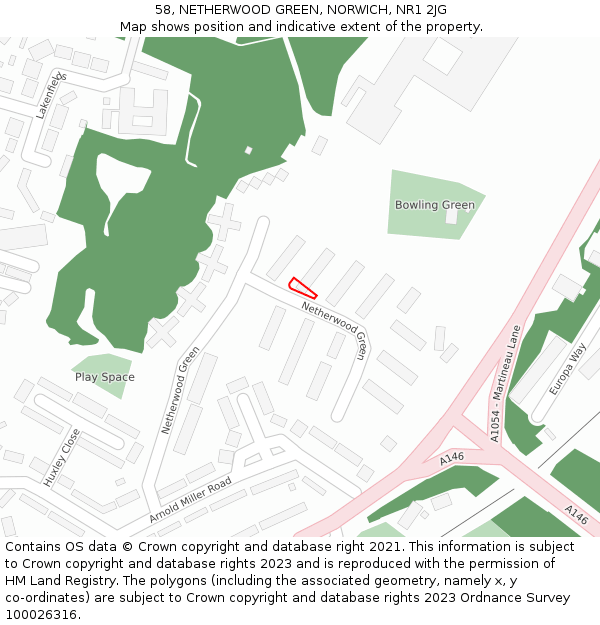 58, NETHERWOOD GREEN, NORWICH, NR1 2JG: Location map and indicative extent of plot