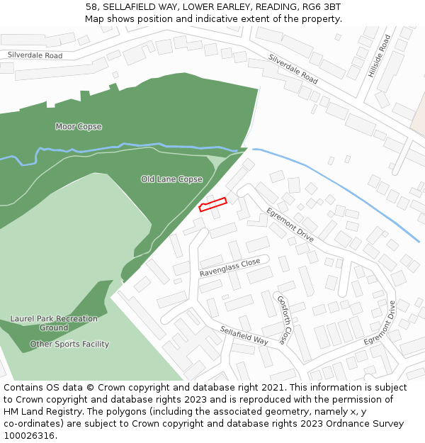 58, SELLAFIELD WAY, LOWER EARLEY, READING, RG6 3BT: Location map and indicative extent of plot