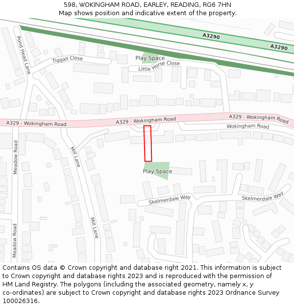 598, WOKINGHAM ROAD, EARLEY, READING, RG6 7HN: Location map and indicative extent of plot