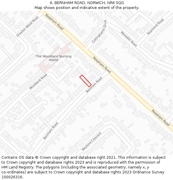 6, BERNHAM ROAD, NORWICH, NR6 5QG: Location map and indicative extent of plot