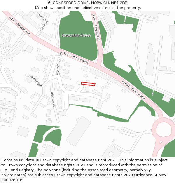 6, CONESFORD DRIVE, NORWICH, NR1 2BB: Location map and indicative extent of plot