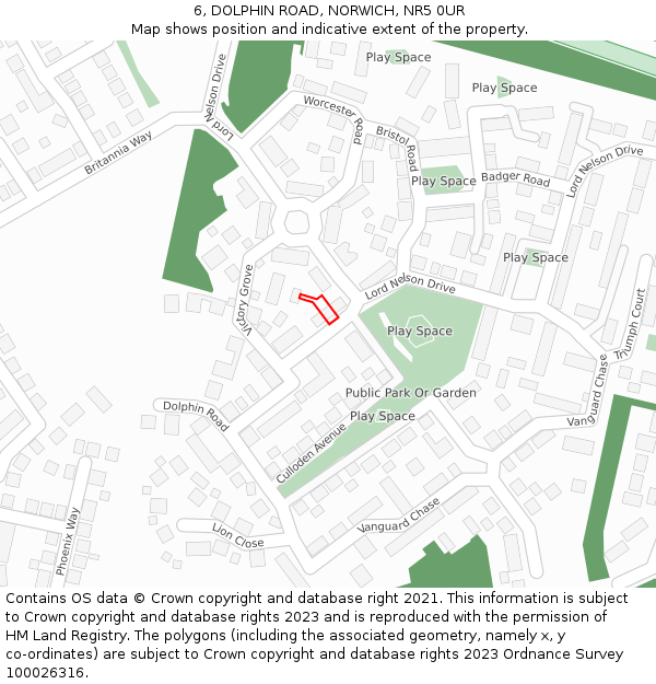 6, DOLPHIN ROAD, NORWICH, NR5 0UR: Location map and indicative extent of plot