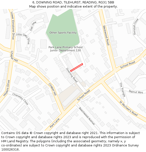 6, DOWNING ROAD, TILEHURST, READING, RG31 5BB: Location map and indicative extent of plot