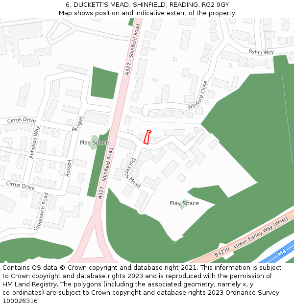 6, DUCKETT'S MEAD, SHINFIELD, READING, RG2 9GY: Location map and indicative extent of plot