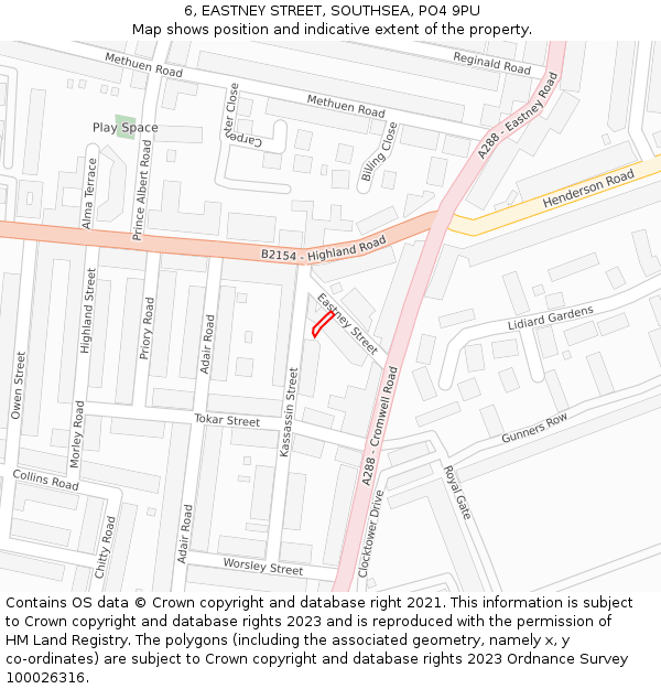 6, EASTNEY STREET, SOUTHSEA, PO4 9PU: Location map and indicative extent of plot