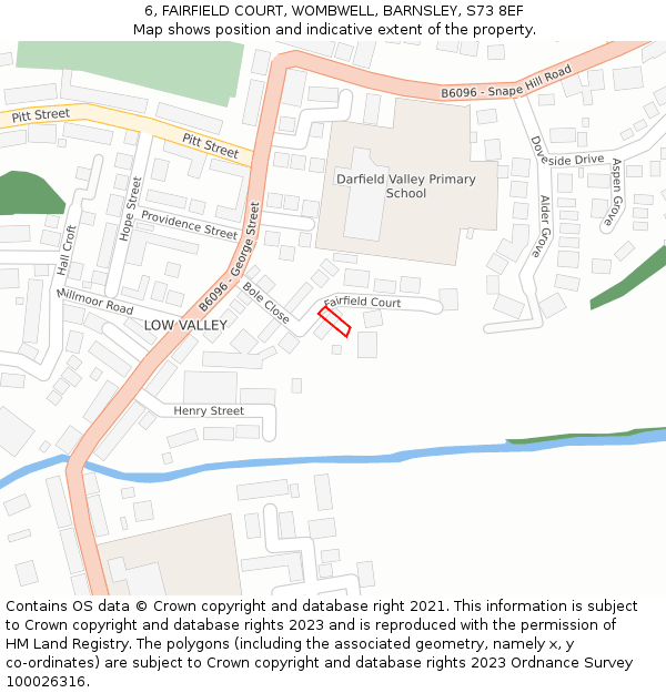 6, FAIRFIELD COURT, WOMBWELL, BARNSLEY, S73 8EF: Location map and indicative extent of plot
