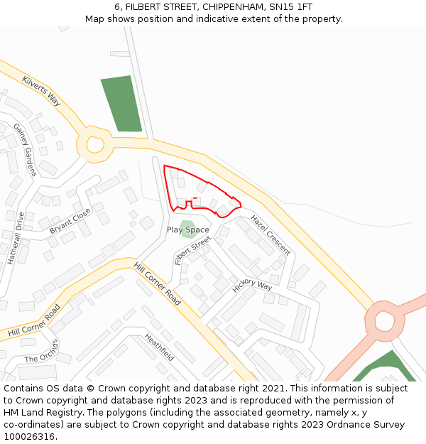 6, FILBERT STREET, CHIPPENHAM, SN15 1FT: Location map and indicative extent of plot