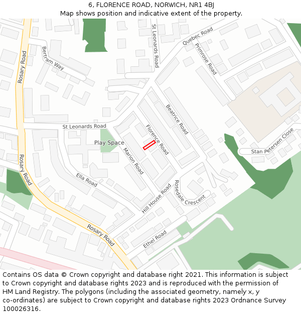 6, FLORENCE ROAD, NORWICH, NR1 4BJ: Location map and indicative extent of plot
