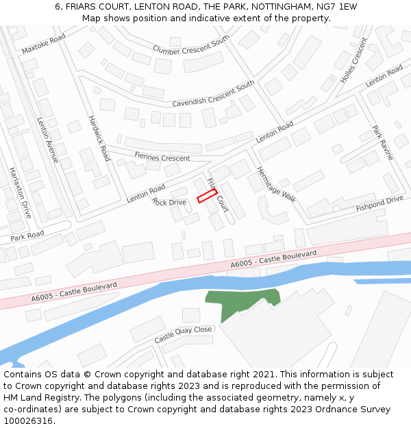 6, FRIARS COURT, LENTON ROAD, THE PARK, NOTTINGHAM, NG7 1EW: Location map and indicative extent of plot