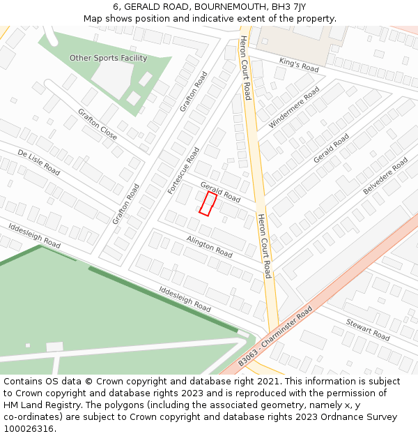 6, GERALD ROAD, BOURNEMOUTH, BH3 7JY: Location map and indicative extent of plot