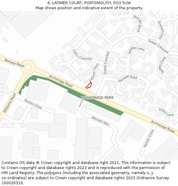 6, LATIMER COURT, PORTSMOUTH, PO3 5UW: Location map and indicative extent of plot