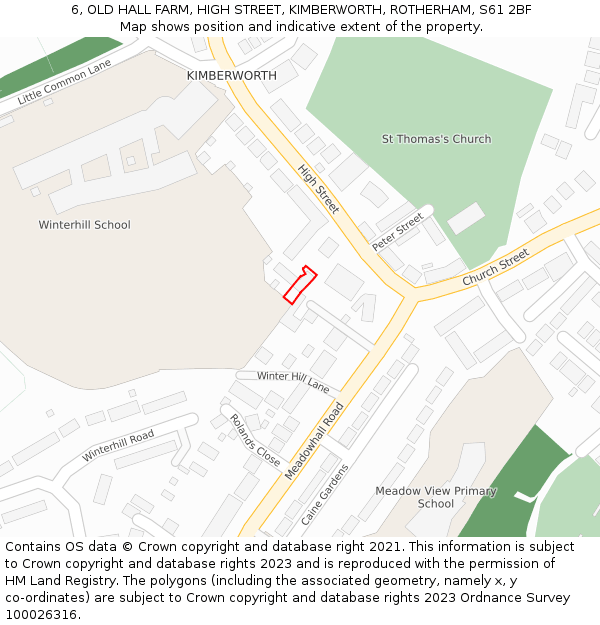 6, OLD HALL FARM, HIGH STREET, KIMBERWORTH, ROTHERHAM, S61 2BF: Location map and indicative extent of plot