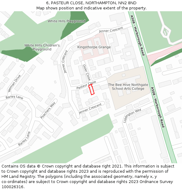 6, PASTEUR CLOSE, NORTHAMPTON, NN2 8ND: Location map and indicative extent of plot