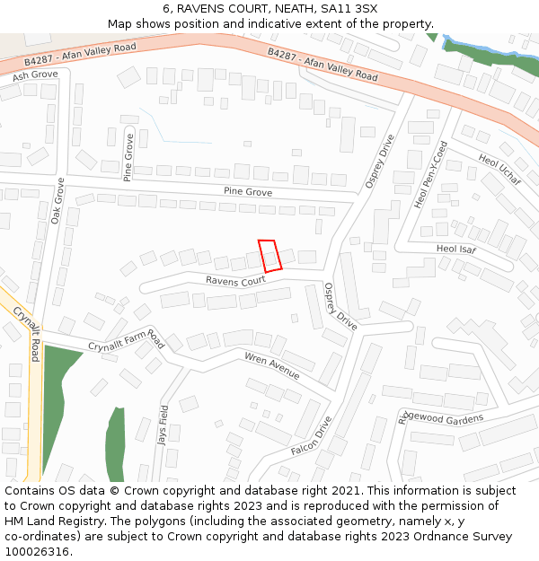 6, RAVENS COURT, NEATH, SA11 3SX: Location map and indicative extent of plot