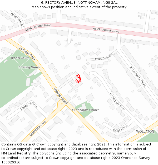 6, RECTORY AVENUE, NOTTINGHAM, NG8 2AL: Location map and indicative extent of plot