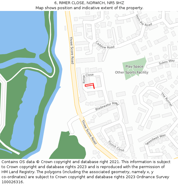 6, RIMER CLOSE, NORWICH, NR5 9HZ: Location map and indicative extent of plot