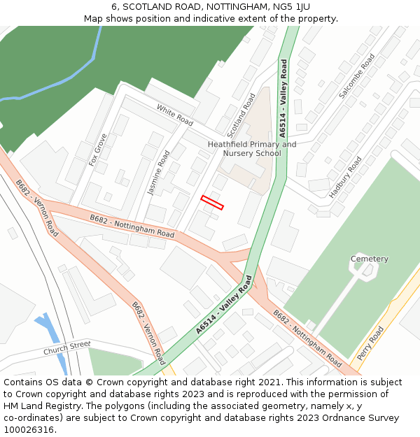 6, SCOTLAND ROAD, NOTTINGHAM, NG5 1JU: Location map and indicative extent of plot