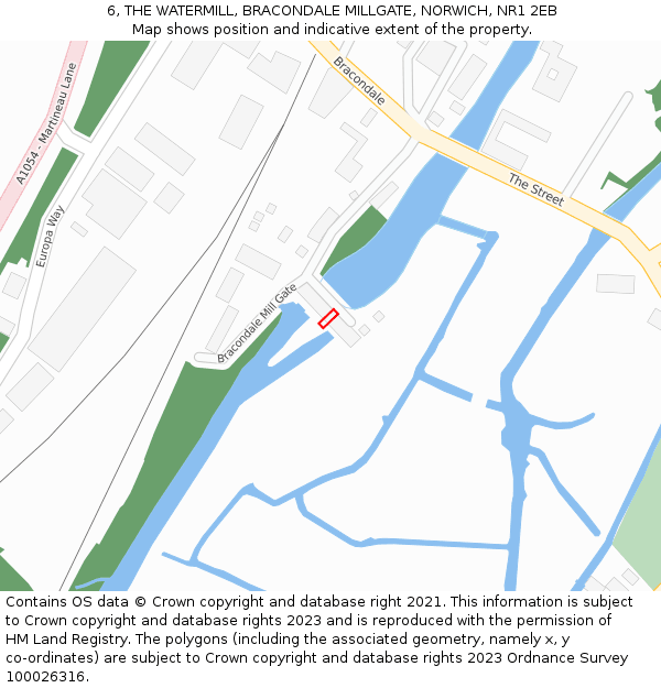 6, THE WATERMILL, BRACONDALE MILLGATE, NORWICH, NR1 2EB: Location map and indicative extent of plot