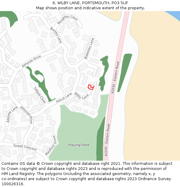 6, WILBY LANE, PORTSMOUTH, PO3 5UF: Location map and indicative extent of plot