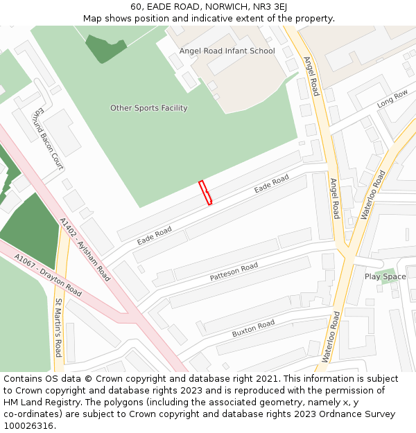 60, EADE ROAD, NORWICH, NR3 3EJ: Location map and indicative extent of plot