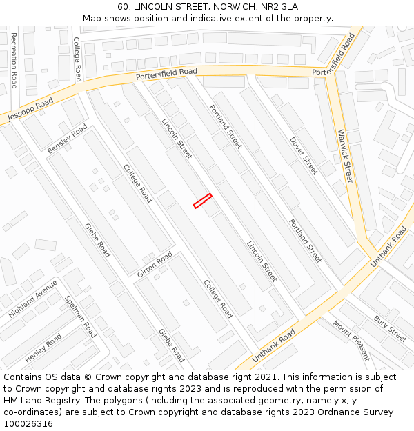 60, LINCOLN STREET, NORWICH, NR2 3LA: Location map and indicative extent of plot