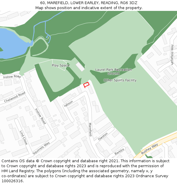 60, MAREFIELD, LOWER EARLEY, READING, RG6 3DZ: Location map and indicative extent of plot