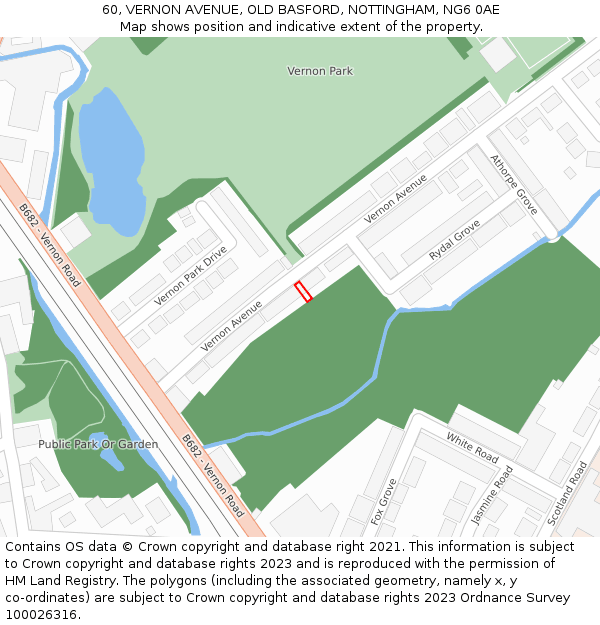 60, VERNON AVENUE, OLD BASFORD, NOTTINGHAM, NG6 0AE: Location map and indicative extent of plot
