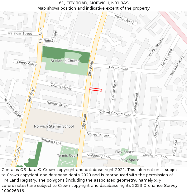61, CITY ROAD, NORWICH, NR1 3AS: Location map and indicative extent of plot