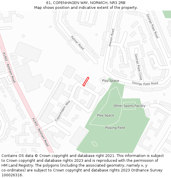 61, COPENHAGEN WAY, NORWICH, NR3 2RB: Location map and indicative extent of plot