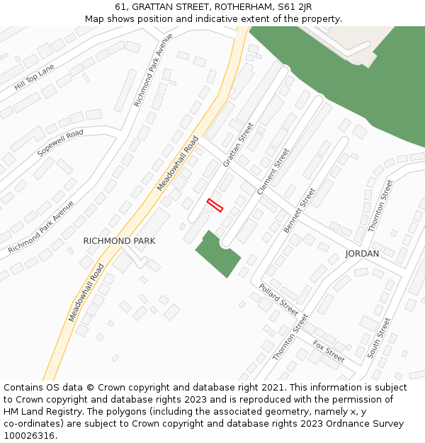 61, GRATTAN STREET, ROTHERHAM, S61 2JR: Location map and indicative extent of plot
