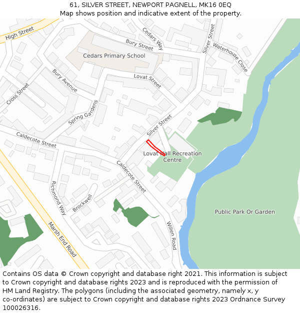 61, SILVER STREET, NEWPORT PAGNELL, MK16 0EQ: Location map and indicative extent of plot